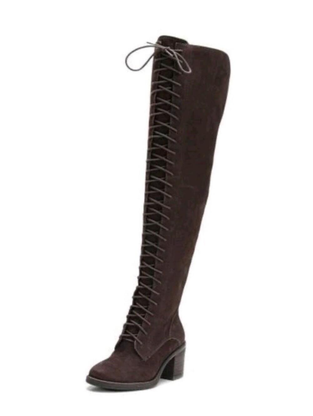 Lucky Brand Sz 8M Brown Riddick Tall Lace Up Over The Knee Boots Upper Leather - Picture 2 of 8